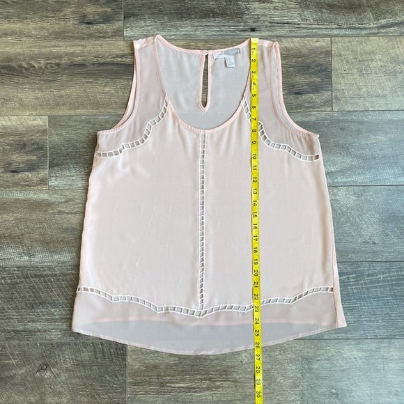 Forever 21 Contemporary Sleeveless Scoop Neck Detailed Chiffon Blouse Blush M - Picture 5 of 7